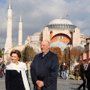 The King and Queen outside the Hagia Sophia. (Photo: Lise Åserud, Scanpix)